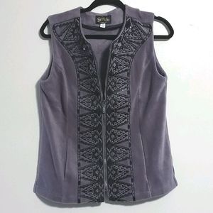 Bob Mackie Wearable Art Vest Grey Black Size XS